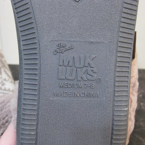 NWT Muk Luks gray purple white slippers M 7 8 - Picture 5 of 7